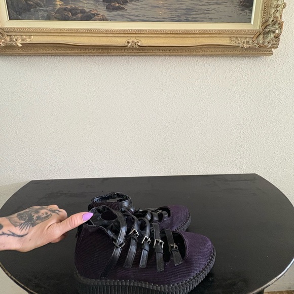 Plum Corduroy Multi-Strap Mary Jane Creeper - Picture 2 of 3